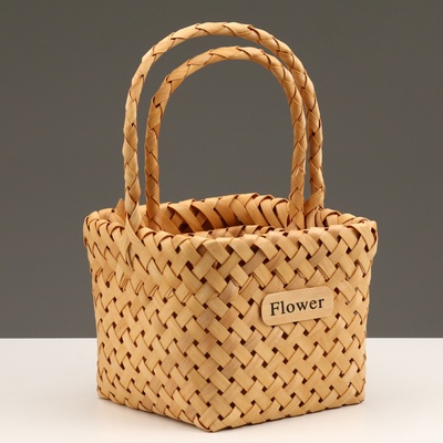 Набор корзин плетёных, секвойя, 18×18×15/29.5 см, 15×15×12/27.5 см, 2 шт., натуральный