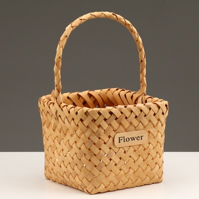 Набор корзин плетёных, секвойя, 18×18×15/29.5 см, 15×15×12/27.5 см, 2 шт., натуральный