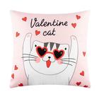 Подушка "Этель" Valentine cat, 40х40 см, велюр, 100% п/э - фото 9086470