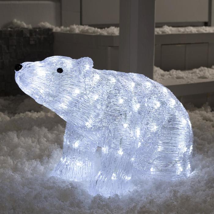 Светодиодная фигура «Медведь» 53 × 30 × 18 см, акрил, 30 LED, 24 В, свечение белое - фото 1907150359