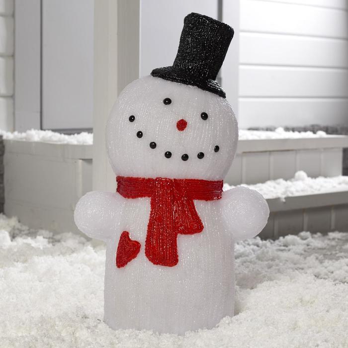 Светодиодная фигура «Снеговик в цилиндре» 25 × 60 × 25 см, акрил, 50 LED, 24 В, свечение белое - фото 1885076130