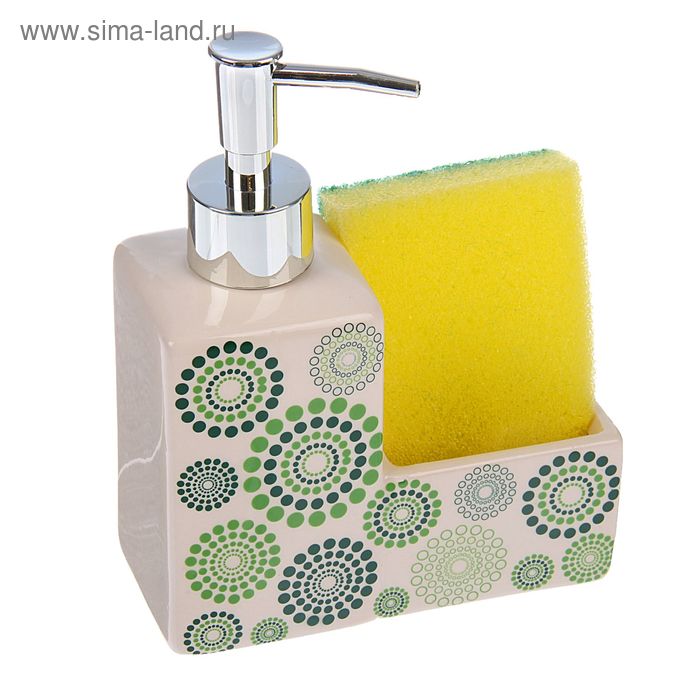 Дозатор 250 мл "Ожидание" для моющего средства ,с подставкой для губки, цвета МИКС - Фото 1
