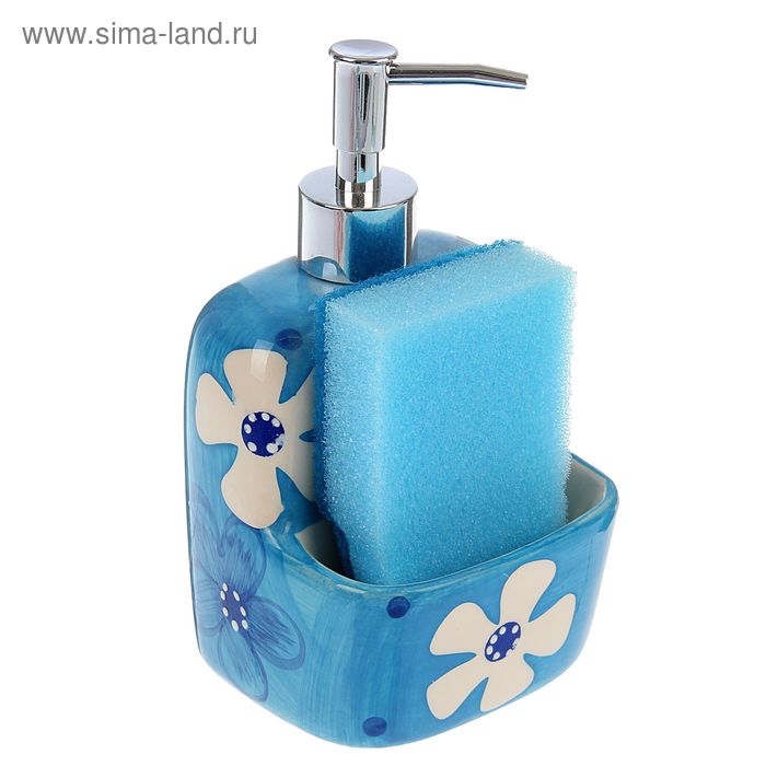 Дозатор 450 мл "Палитра" для моющего средства с подставкой для губки, цвета МИКС - Фото 1