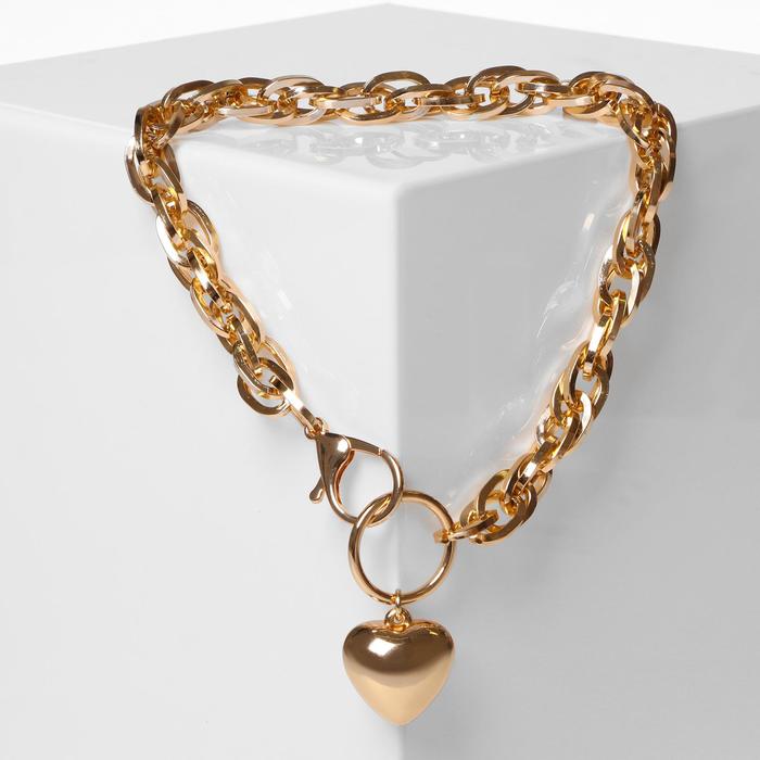 Кулон на цепочке «Объёмное сердце», с карабином, L=42 см, цвет золото