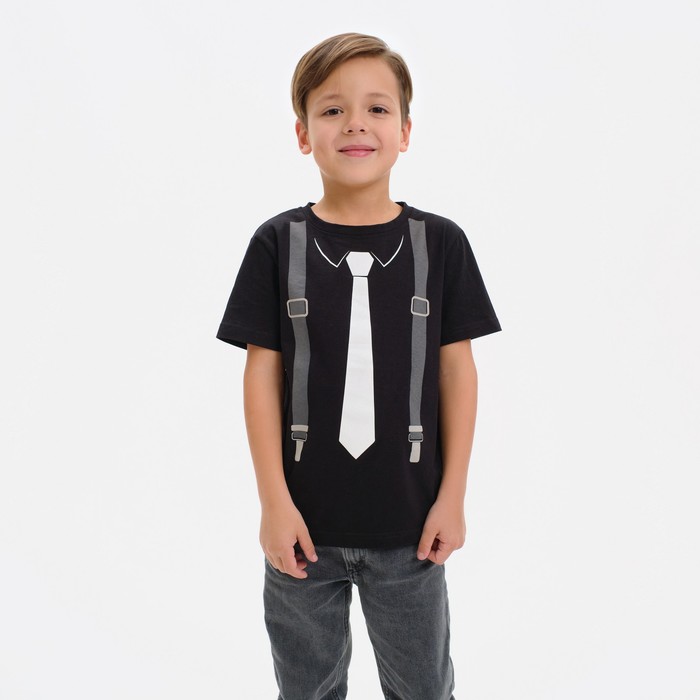 Футболка для мальчика KAFTAN «Галстук», чёрная, рост 86-92 см - Фото 1