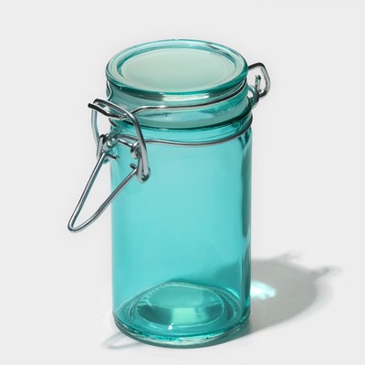 Банка стеклянная для сыпучих продуктов с бугельным замком «Оптима», 80 мл, 4,3×8,2 см, цвет МИКС