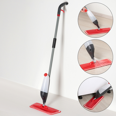 Швабра для мытья пола с распылителем Доляна, насадка из микрофибры, металлическая ручка, 123×14×42 см, красная