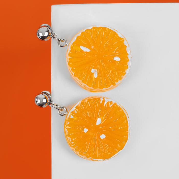Серьги пластик «Вкусности» апельсинка, цвет жёлтый