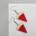Серьги пластик «Вкусности» арбуз, красно-зелёные - Фото 3