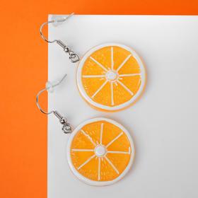 Серьги пластик "Вкусности" апельсин, цвет оранжевый