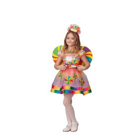 Карнавальный костюм «Конфетка»: платье, головной убор, крылья, р. 32, рост 122 см