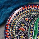 Менажница Риштанская Керамика "Цветы", 32 см, 2-х секционная, синяя - Фото 4