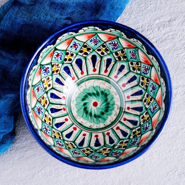 Коса Риштанская Керамика "Цветы" 15 см, малая, синяя - фото 1908608916