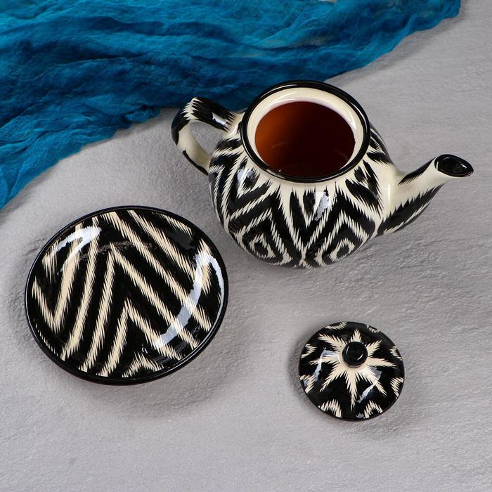 Набор чайный Риштанская керамика "Атлас", 9 предметов (чайник-0,8л,пиалы- 0,3) - фото 1910082156