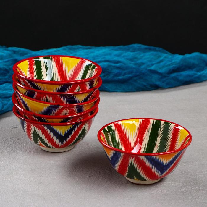 Набор чайный Риштанская керамика "Атлас", 9 предметов (чайник-0,8л,пиалы- 0,3л) - фото 1905701387