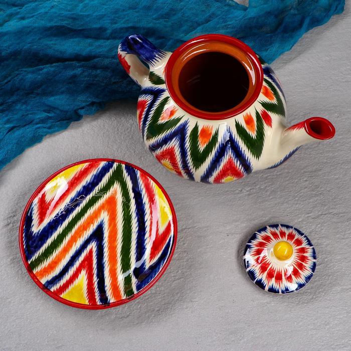 Набор чайный Риштанская керамика "Атлас", 9 предметов (чайник-0,8л,пиалы- 0,3л) - фото 1905701389