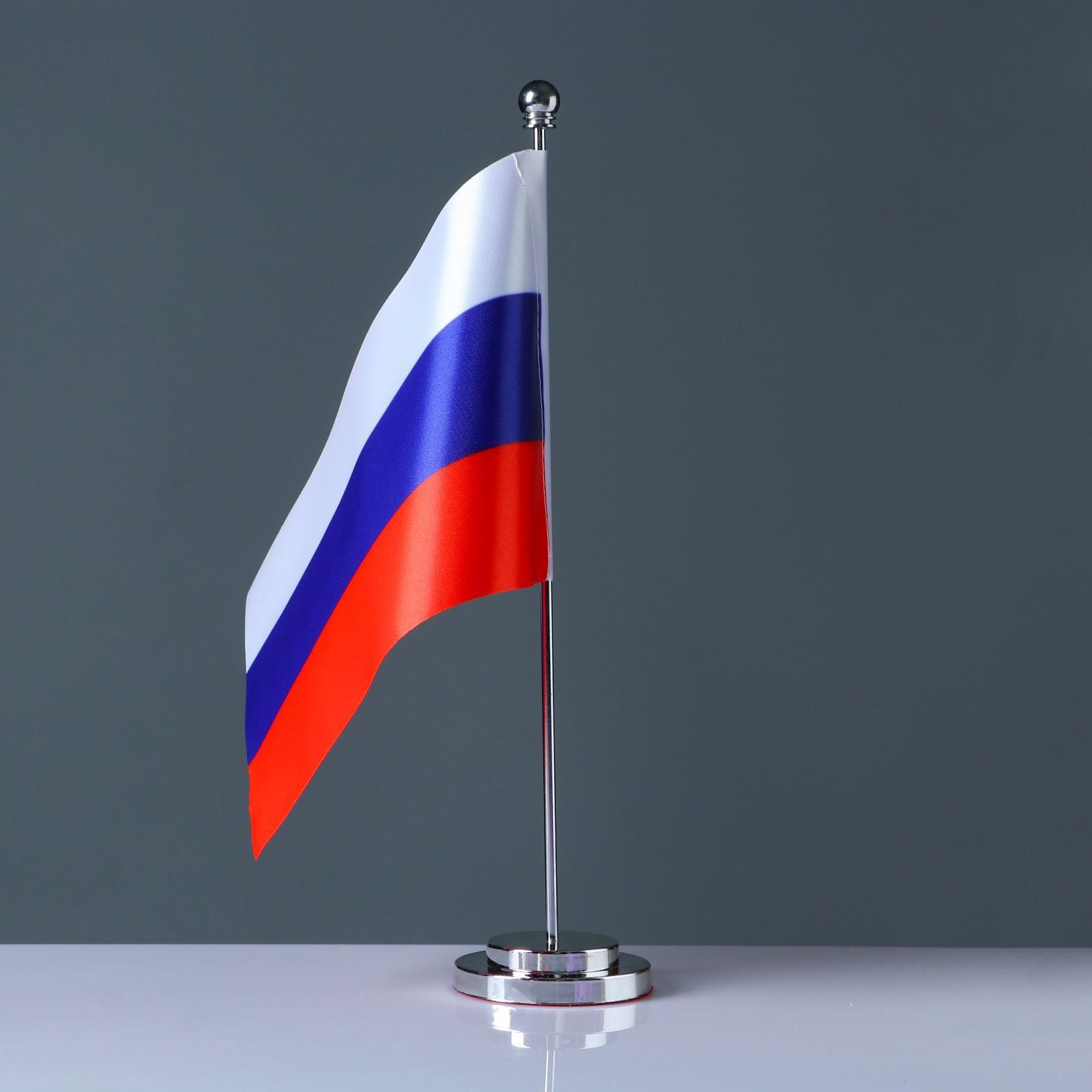 Флаг России настольный "Конференция", 15 х 22 см, h штока-33 см ...