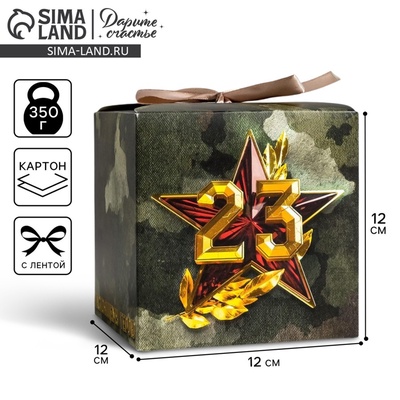 Коробка подарочная складная, упаковка, «23 февраля», 12×12×12 см