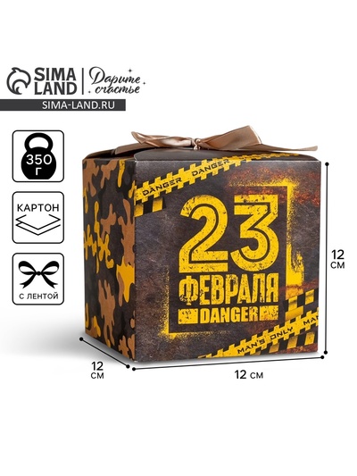 Коробка подарочная складная, упаковка, «С 23 февраля!», 12×12×12 см