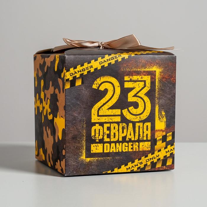 Коробка подарочная складная, упаковка, «С 23 февраля!», 12 х 12 х 12 см