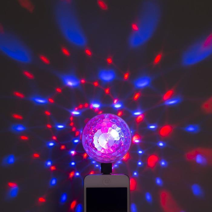 Световой прибор «Двойной диско-шар» 7 см, 4 коннектора, свечение RGB, 5 В - фото 1908609140