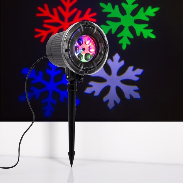 Световой прибор «Цветные снежинки», IP65, свечение мульти, 12 В - фото 1908609206