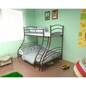 Двухъярусная кровать «Глория», 120 x 200 см, металл, лестница справа, цвет коричневый