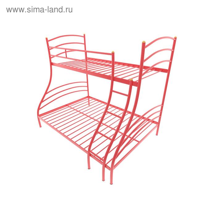 Двухъярусная кровать «Глория», 120 × 200 см, каркас металл, лестница справа, цвет красный - Фото 1