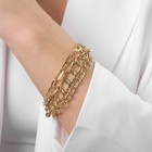 Браслет «Цепь» овальные звенья, многоярусный, цвет золото, L=18 см - фото 26597471