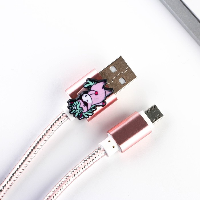 Набор держатель для провода+кабель micro USB «Happy New Year», 1А, 1м - фото 51451349