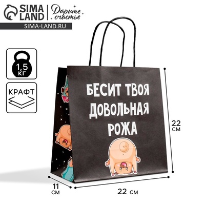 Пакет подарочный, упаковка, «Бесит», 22×22×11 см