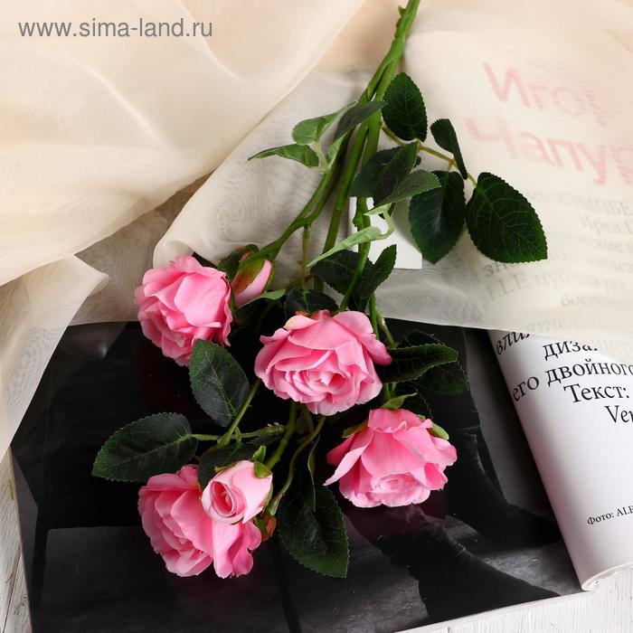 Цветы искусственные "Шиповник" 5х55 см, розовый - Фото 1