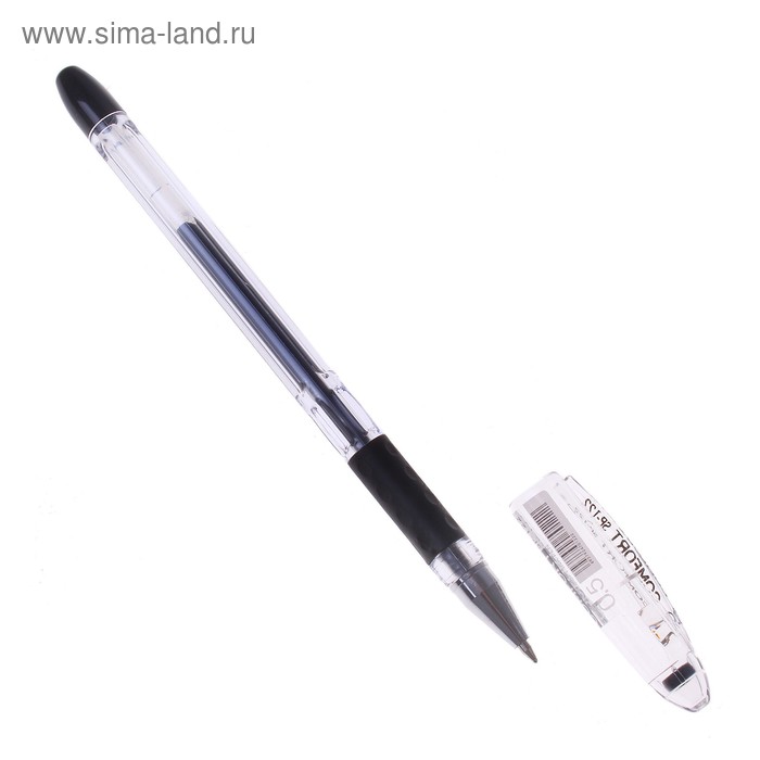 Ручка гелевая 0,5мм черная Magical, с резиновым держателем, игольчатый пишущий узел - Фото 1