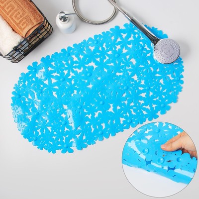 Коврик противоскользящий СПА в ванну на присосках Доляна «Цветочки», 38×66 см, цвет МИКС