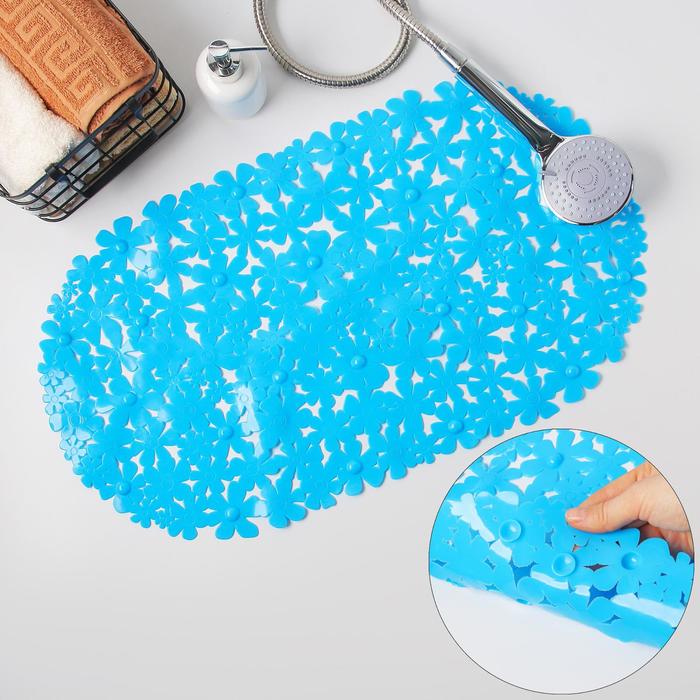 Коврик противоскользящий СПА в ванну на присосках Доляна «Цветочки», 38×66 см, цвет МИКС - Фото 1