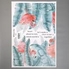 Наклейка пластик интерьерная "Фламинго и пальмовые листья" 30х90 см набор 2 листа - фото 6341681