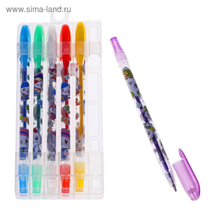 Набор гелевых ручек 06цв. металлик, с рисунком - Фото 1