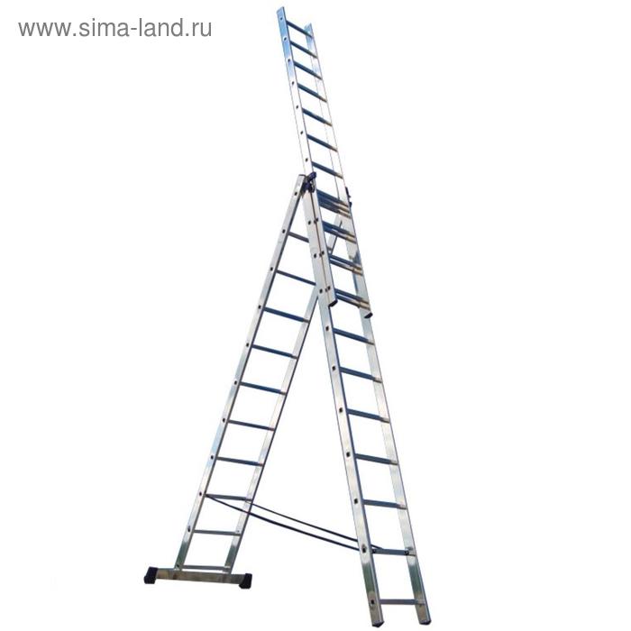 Лестница трехсекционная "РемоКолор" 63-3-012, универсальная, алюминиевая, 12 ступеней - Фото 1
