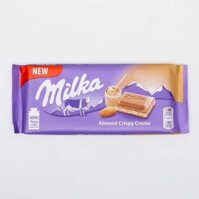 Шоколадная плитка Milka Almond Crispy Creme, 90 г
