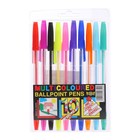 Набор шариковых ручек, 10 цветов, прозрачный корпус, с цветными колпачками - Фото 6