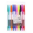Набор шариковых ручек, 10 цветов, прозрачный корпус, с цветными колпачками - Фото 7