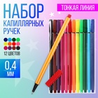 Набор капиллярных ручек, Calligrata «Полоски», линия 0.4 мм, 12 цветов, МИКС - Фото 1