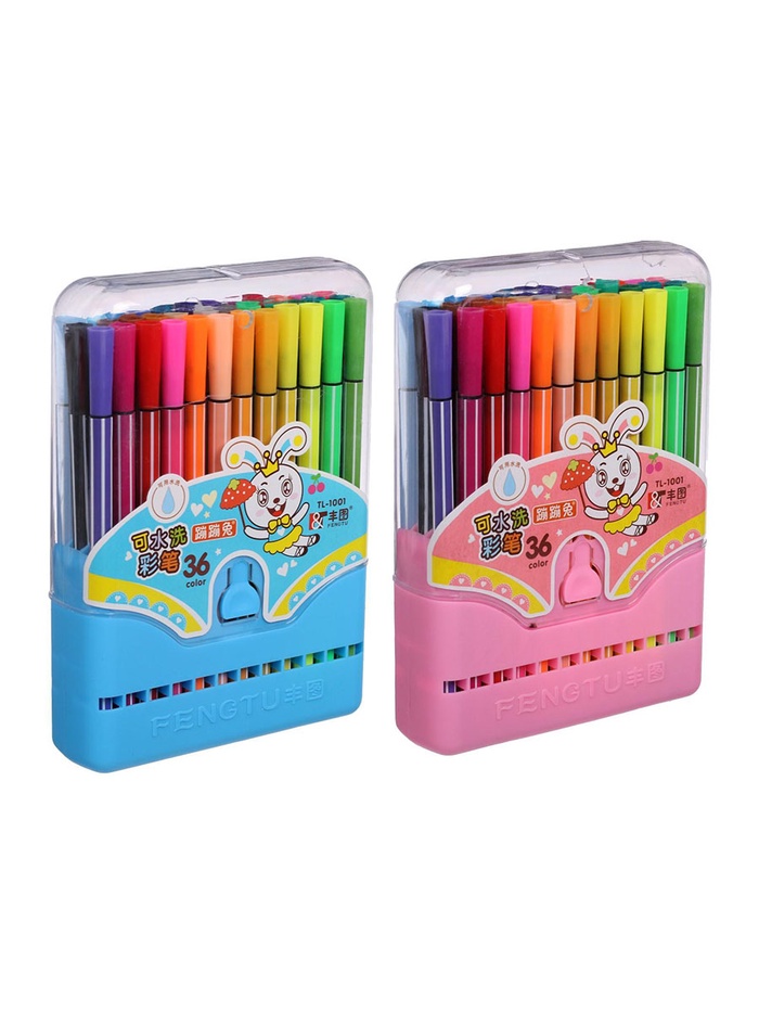 Фломастеры, 36 цветов, в пластиковом пенале, вентилируемый колпачок, МИКС - Фото 1