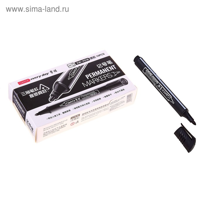 Маркер перманентный 3.0 мм корпус треугольный черны - Фото 1
