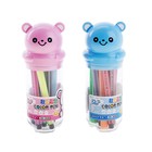 Фломастеры 12 цветов Полоски,Мишка,в пластиковом тубусе,вентилируемый колпачок,МИКС - Фото 1