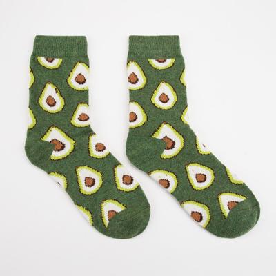 Носки женские шерстяные «Авокадо» цвет зелёный, р-р 23-25 (р-р обуви 36-40)