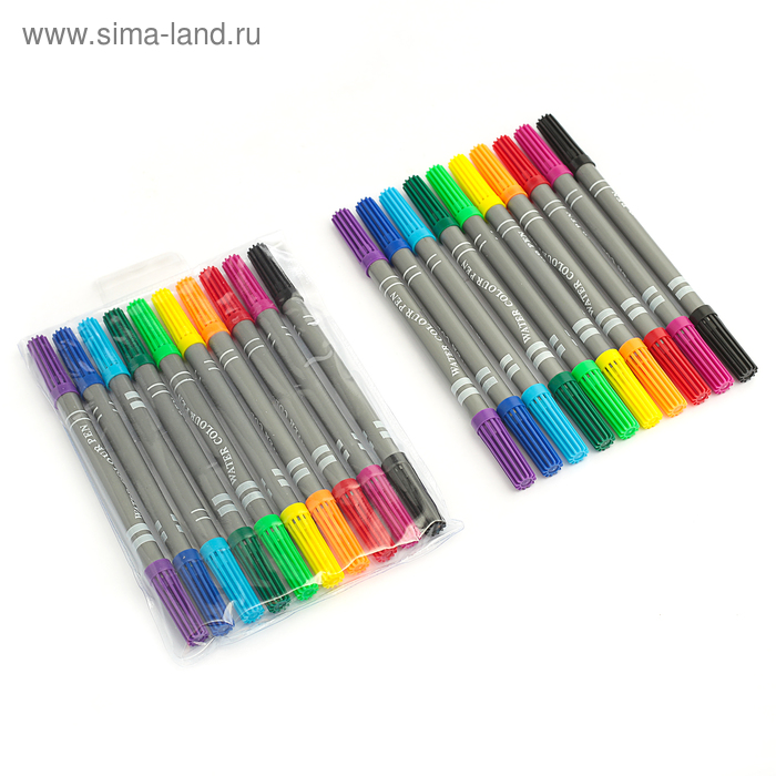 УЦЕНКА Фломастеры, 10 цветов, двусторонние, круглый наконечник 2 мм/5 мм, толстые, вентилируемый колпачок - Фото 1