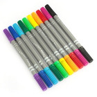 УЦЕНКА Фломастеры, 10 цветов, двусторонние, круглый наконечник 2 мм/5 мм, толстые, вентилируемый колпачок - Фото 2