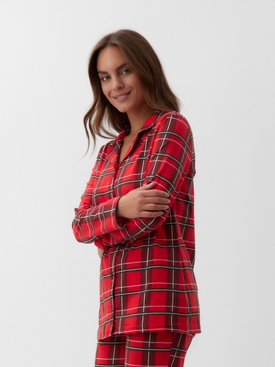 Пижама новогодняя женская (рубашка, брюки) KAFTAN «Клетка», размер 40-42