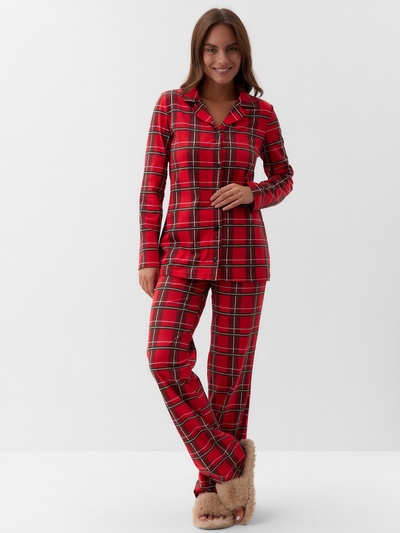 Пижама новогодняя женская (рубашка, брюки) KAFTAN «Клетка», размер 40-42